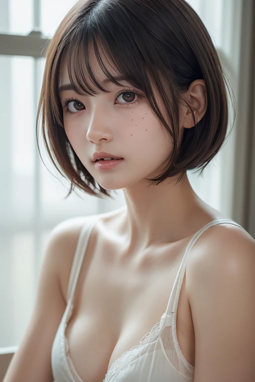 (8k， best quality， RAW photos，超 high resolution， high resolution， attention to detail， attention to detail，超 high resolution)，(((Very  beautiful girl)))，(underwear)，  realistic atmosphere，【Image Center， pretty girl，Young Face，baby face， Japanese ， beautifu...