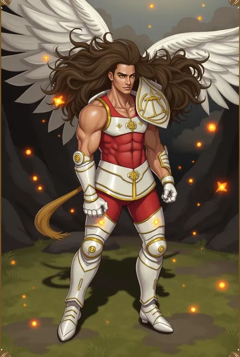 Pegasus Paladin warrior with glowing wings and glowing eyes