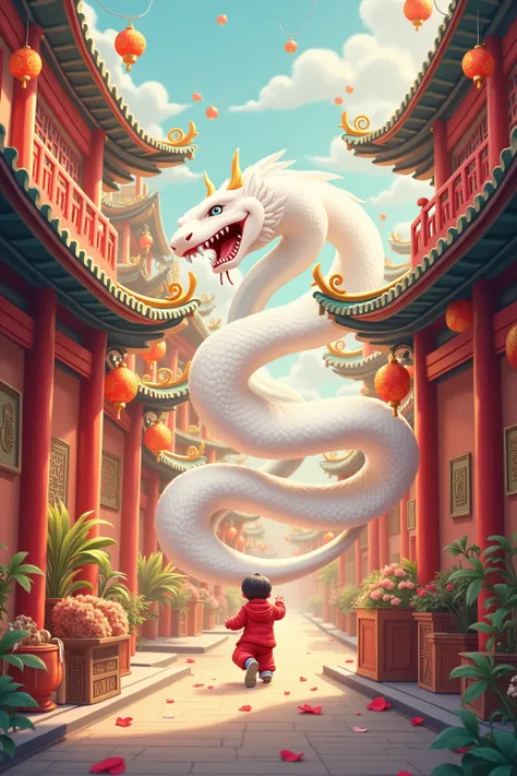 Year of the Snake　 Happy Birthday　Congratulations　"Thriving business" White Snake　 happy new year 