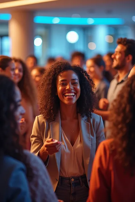 Smiling faces, a diverse group of people coming together at a Falcon Company event.