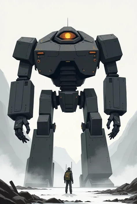 Giant robots,  animation style, Black,Entry-level ,Simplicity,2D