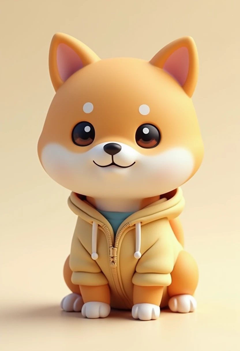 cute mini dog wearing a hoodie　２Head to Body　 nendoroid style 　 plastic　Shiba Inu