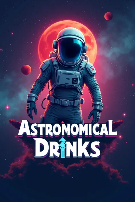 Create a logo with the astronomical name drinks and an astronaut