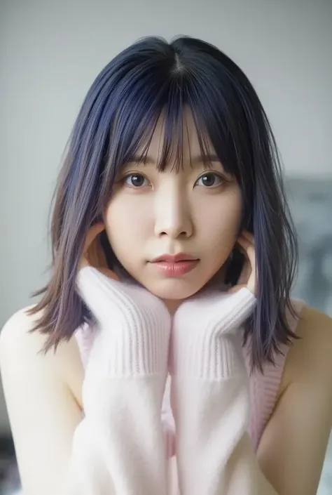 length々 [Blue-Black:.3] hair,View your viewers, (masterpiece:1.3), (8k,   is present,   RAW photos,   best quality : 1.4),   Japanese  , (  One Girl),   beautiful face , (  is present Face), (black hair, short hair:1.3), beautiful hairstyle,   is present e...