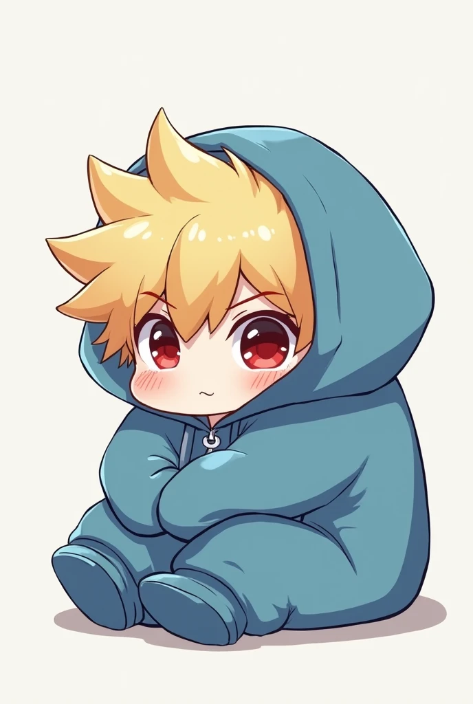 Bakugo chibi sinks in blue hoodie 