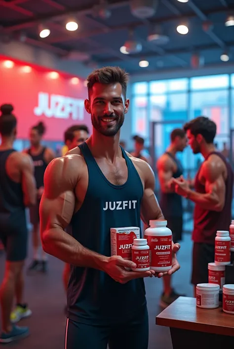 sell juzfit supplement products while playing the gym