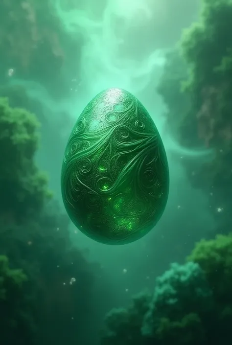 Dragon egg;
Green wind elemental egg;
One egg;
Green wind background, detail.