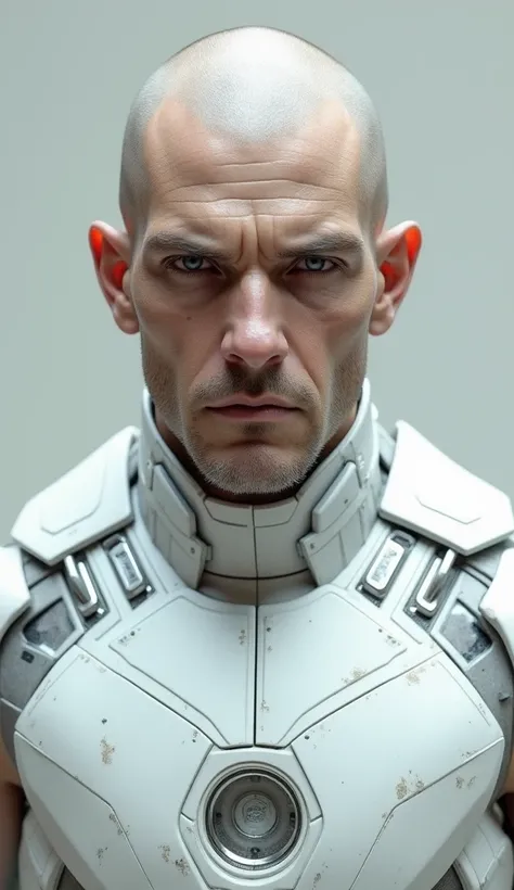 thin man, packed skin, , small eyes,white ironman outfit .high detail,3d render,looking at the viewer 