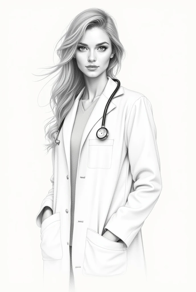 Create a simple picture of a female doctor with a pencil stroke