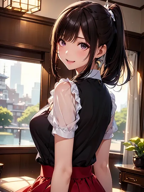  high resolution ,In 8K, best quality, Details, semi-realistic anime , D Anime Style , Smooth Anime CG , One Girl, 19-year-old Japanese woman on a luxury liner ,( slim),modeling,(( Eyeliner)) , Golden Light, (( long flowing glossy black hair)),((Laurie Mer...