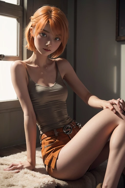 Astrid,  nude,  short hair,  orange hair ,  slim body,  small bust,  pretty legs,