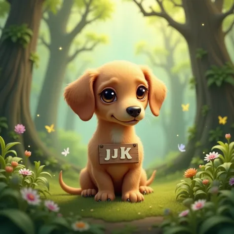 cute light brown dachshund
J J K letter plate
Sparkling fairy in the woods