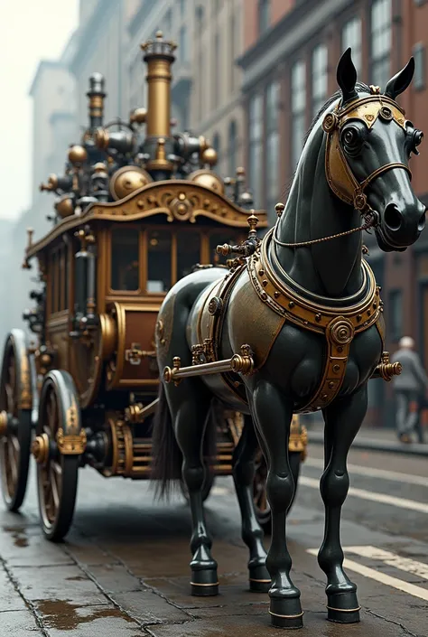 Public transport steam punk horse drawn carriage