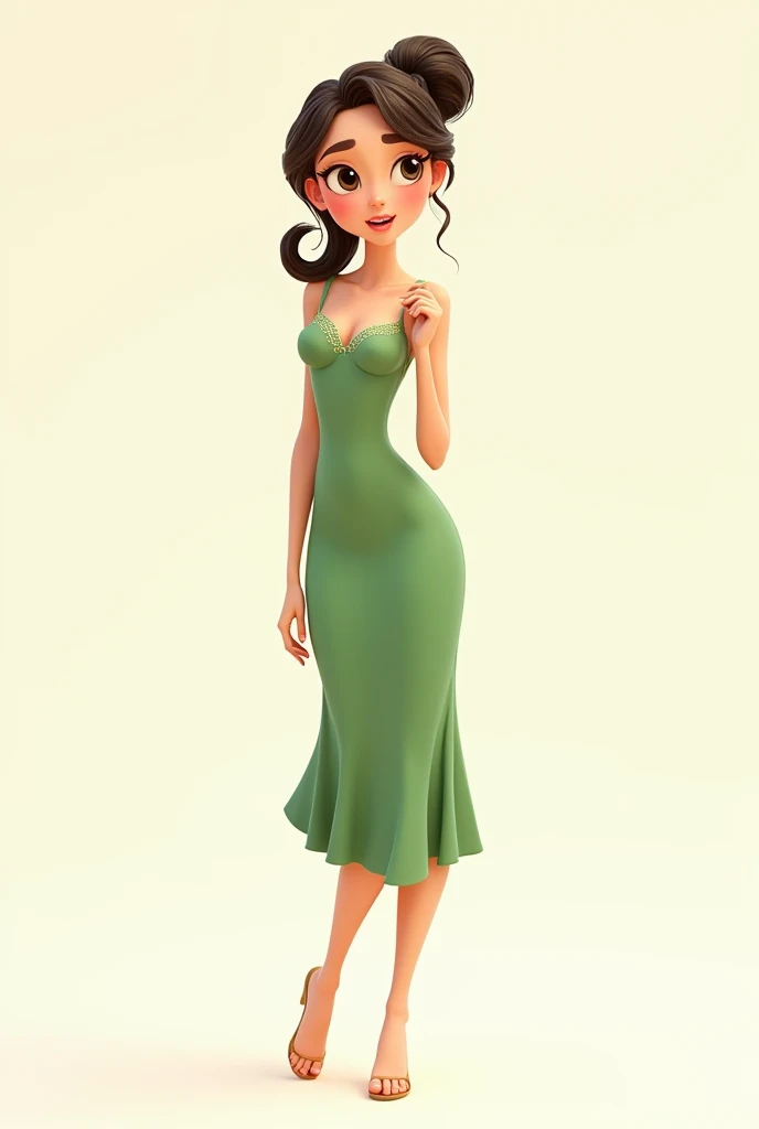 WHOLE BODY NOT DIKIT DIKIT female beautiful cartoon with 5 expressions including anger and nandidiri green dress dress