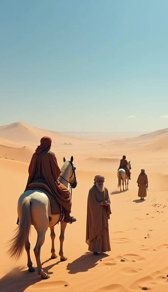 Quraysh people were riding horses and met two old men in the desert