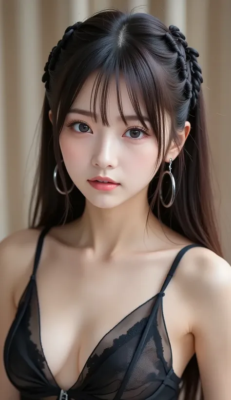 8k, super high resolution ,   best quality, Masterpiece,rule of thirds,golden ratio, surreal, photos,  one woman,(  girl :1.3), is cute , is cute 顔, Beautiful Eyes in Every Detail , 細かく Details, mature woman, princess,full body,smile, black hair,drill hair...