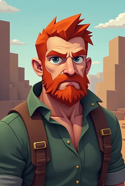 Player profile picture,a redhead,A man of  ,minecraft style 