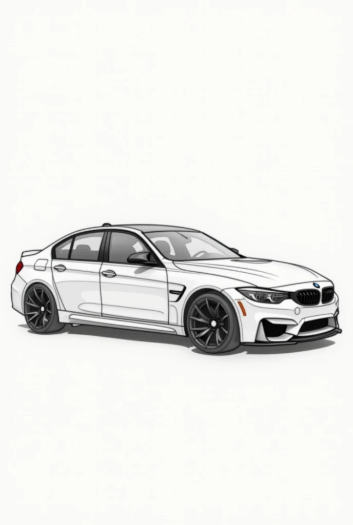 Imagine a BMW M3 competition detailed sketch with perfect outlining 