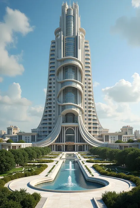 create a big architectural building with spiral