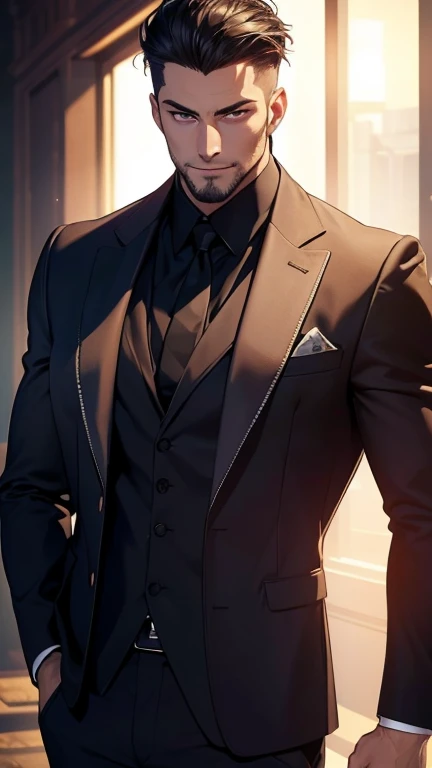 (   best quality,4K,8k,   highres,   masterpiece  :1.2),   ultra-detailed   ,(realistic,photorealistic,photo-realistic:1.37),34 years old, man,3 day beard,Beautiful anime,Portraits,strong,Masculine,   with dark hair  ,sharp jaw,  hypnotic emerald eyes  ,  ...