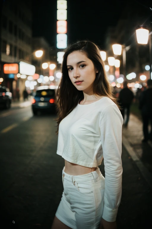 polaroid photo, night photo, photo of 24 y.o beautiful woman, pale skin, bokeh, motion blur