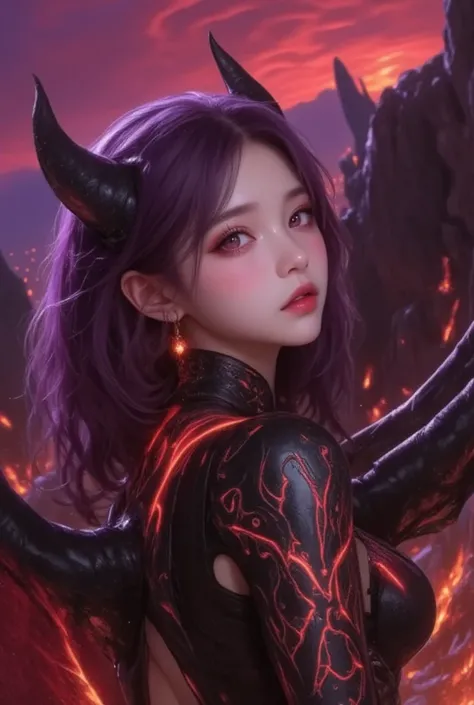 masterpiece, 8k,  photorealistic,  RAW photos,  best quality, 

  and intense fiery energy flows through her ,  jet black armor with intricate . She is a spiritual ,  fusing gothic and fantastical elements ,  these creatures are warped , Earrings,  etherea...