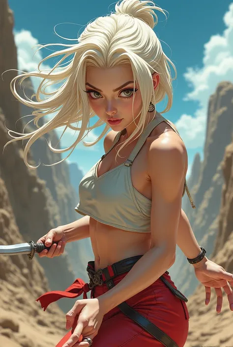 White blonde western girl fighting figure pretty cool anime