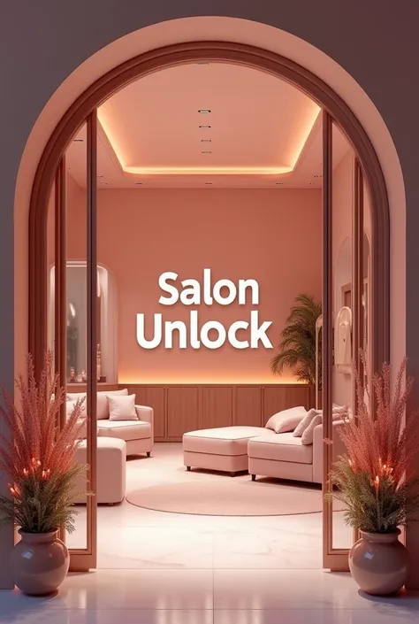 Ladies salon going to reopen soon. Salon name is "Salon Unlock". Write on the image "Salon Unlock Open Soon". No mens on the image. 