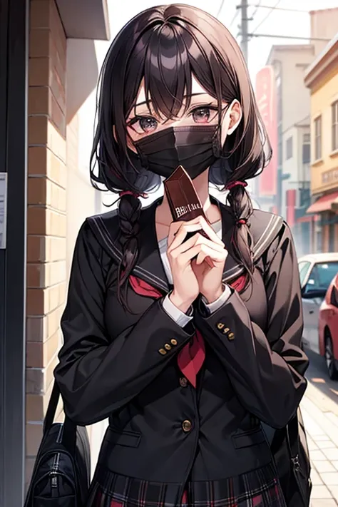  Valentine,Offer chocolate,school uniform, muffler , black mask , I was shy, schoolgirl,Mr.々Hair color,Very popular