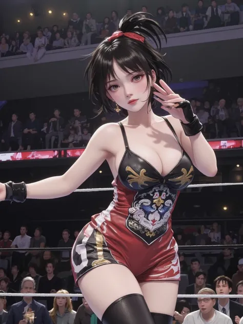  Japanese Female Pro Wrestler, short hair ,cry,Humiliating,walk a tightrope with your pussy ,(((masterpiece)))), (( unity 8k wallpaper, photorealistic , (( detailed face )), ((nsfw)), pro wrestling venue,Spectators