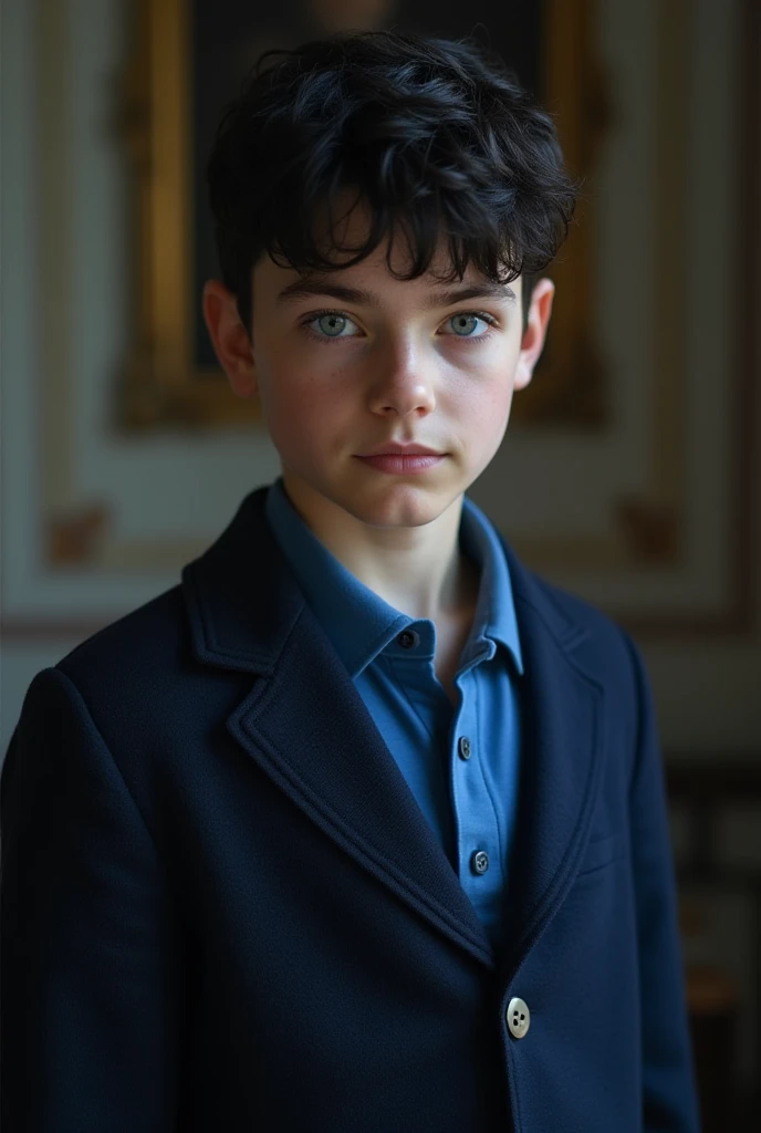 Tu peux faire une image de Tom psychopathe froid et sans expressions de 14 ans avec les cheveux noirs et bien coiffé et les yeux bleus (européen), il est vêtu d’un polo bleu marine, un cardigan avec boutons fermé boutonné et attaché bleu marine et il porte...