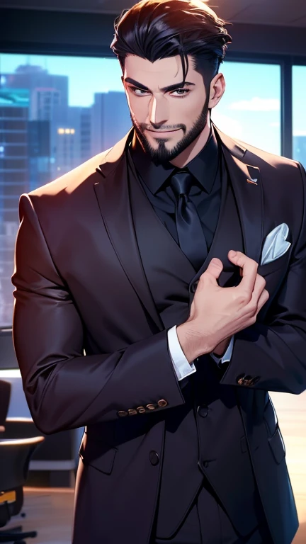 (  best quality,4K,8k,  highres,  masterpiece :1.2),  ultra-detailed  ,(realistic,photorealistic,photo-realistic:1.37),34 years old, man,3 day beard,Beautiful anime,Portraits,strong,Masculine,  with dark hair  ,sharp jaw,   mesmerizing eyes   ,  perfectly ...