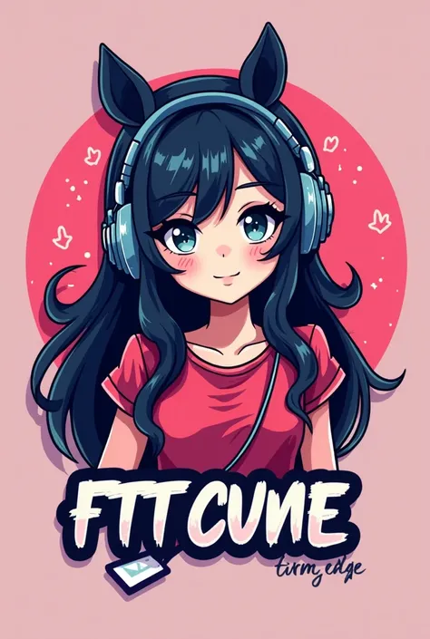 CREATE A GAMING LOGO FOR GIRLS, NEAR THE TUH NAK LOGO THERE : 1. girl wearing headphones 2.Write the team name "FTG CWE CUTE " don't write cute !!! 3.The background color must include 4.Don't make a slave logo.