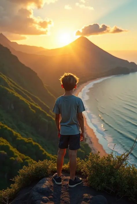 You

Give a prompt for a boy see the nature while he stand on mountain top and see forests deep and see volcano also see beach

BLACKBOXAI

Prompt:

As the sun began to dip below the horizon, casting a warm golden glow across the landscape, a young boy sto...