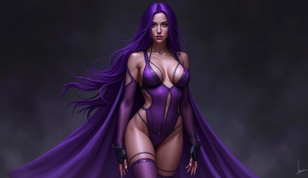 Psylocke in purple X-Men costume lingerie 