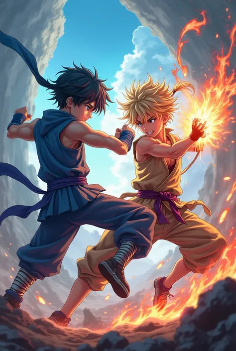 Two anime boy fighting 