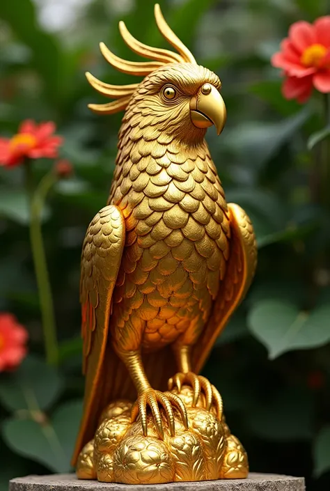 Statue of a golden parrot