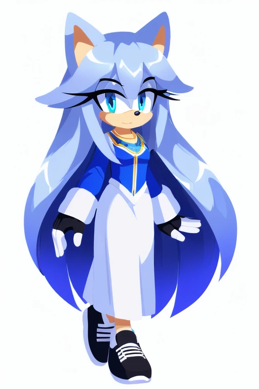 oc, Mobian, female, silver the hedgehog but female and white, spirit hedgehog, A beautiful white furred hedgehog (white) not blue white, , blue eyes, very long hair/quills with hair ornaments, long hair bangs, long streaks of hair on each side of her face,...