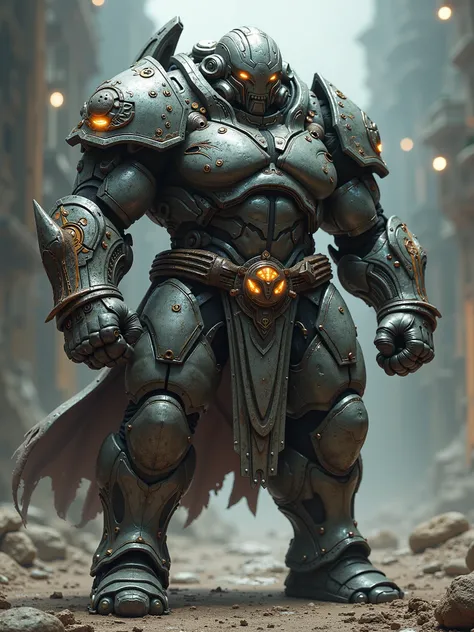  masterpiece,  In detail,  high resolution , muscular mecha barbarian in metallic venom armor, epic  pose, body armour