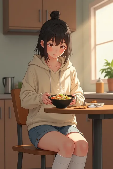  white high socks、 hoodie、 skirt 、
adult girl
dining-kitchen　 ramen