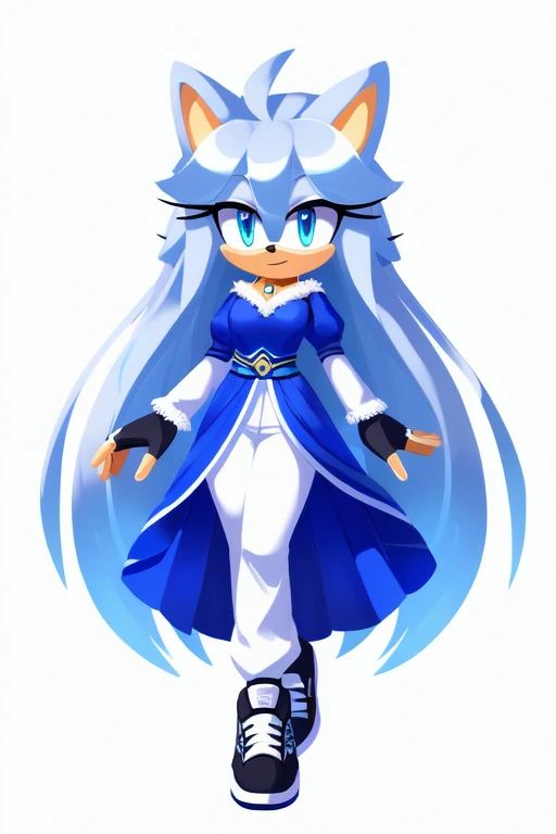 oc, Mobian, female, silver the hedgehog but female and white, spirit hedgehog, A beautiful white furred hedgehog (white) not blue white, , blue eyes, very long hair/quills with hair ornaments, long hair bangs, long streaks of hair on each side of her face,...