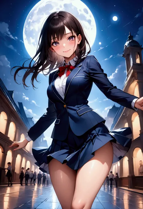 sexy, ((High school girl, high school uniform, blazer, skirt)), Shiny Costumes, (skindentation), break, skinny, alone, solo, Masterpiece, highest quality, highest quality, 16K, incredibly absurd, highly detailed, 2.5D, ai-generated, delicate and dynamic, v...