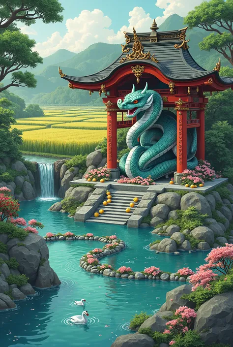  In folklore from various parts of Japan 、 snakes are sometimes enshrined as water gods。Rice paddies and lakes 、 there are shrines that enshrine snake gods near rivers, etc. 、 pray for success in agriculture and the blessings of water 。