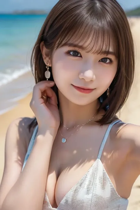   girl  ,   white skin, ((   dark brown short layered hair )), V-cut layers and bangs ,   brown eyes, Soft feel features   (  top quality,   Ultra Fine, 8k,   RAW photos,   Ultra Fine: 1.2, masterpiece: 1.3), (  is present,   is present: 1.37),   very deta...