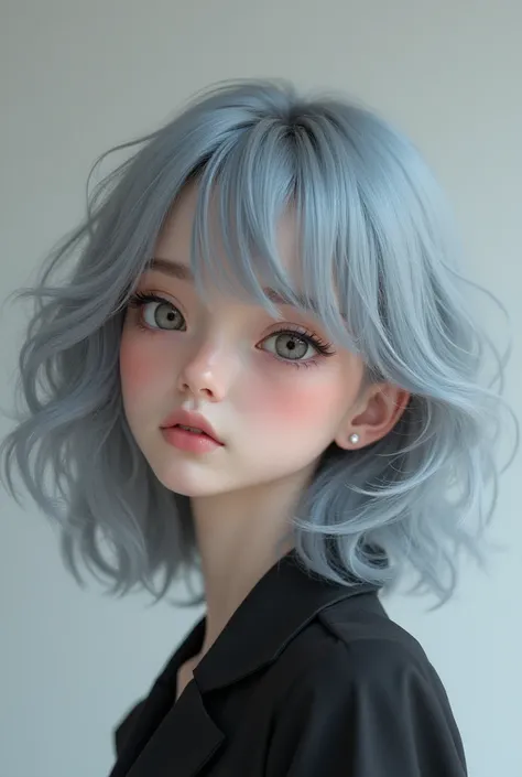 Gray hair hem color perm medium girl beautiful cool