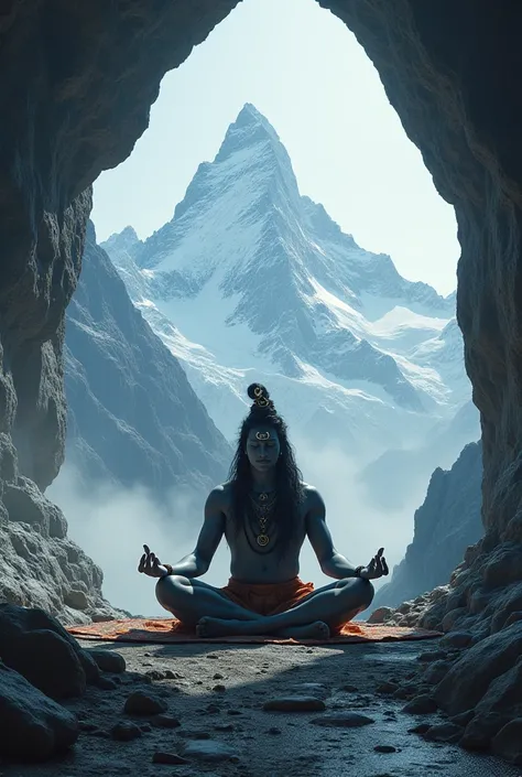 God shiv is doing tapasiya in mountain den