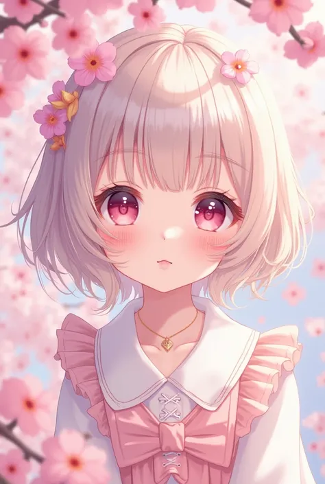  super high image quality、Ultra delicate、flowerの中、 Pastel Colors 、flower、Fair skin,、anime,Pastel drawing、 illustration of a train、The eyes are big and a bit fishy、Super beautiful、Ultra delicate、Inside the cherry blossoms