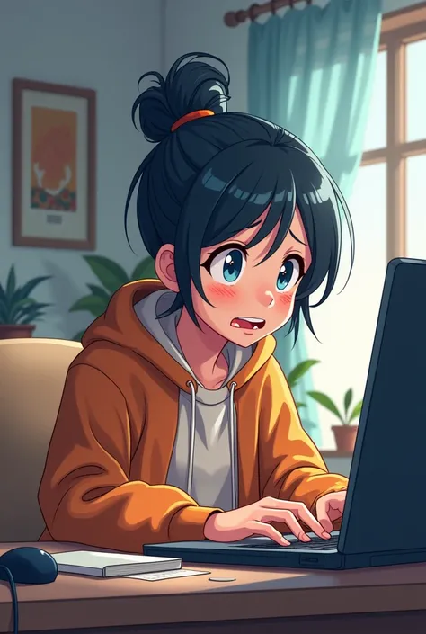 An anime character who is getting paid online 