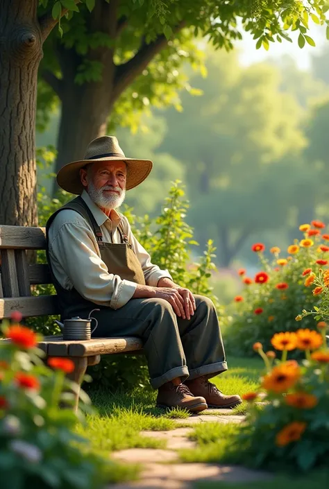 Gardener sitting with hat