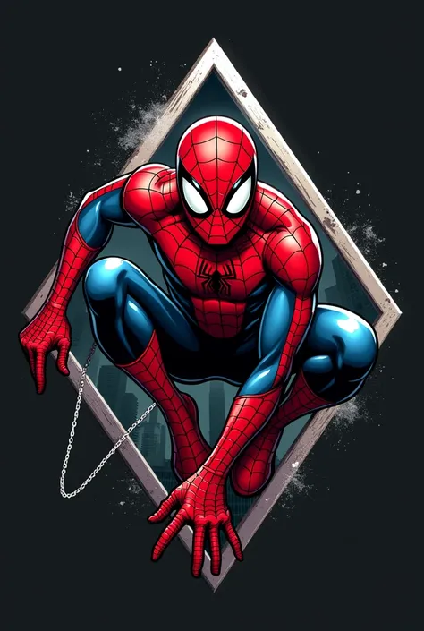 Well, create a Spiderman tattoo design in a diamond-shaped frame 